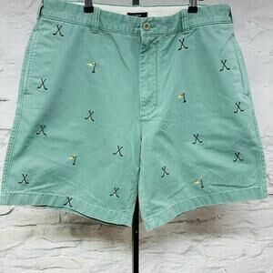 J Crew Shorts Golf Club Embroidered Pattern Green Vintage 90s Mens Size 38